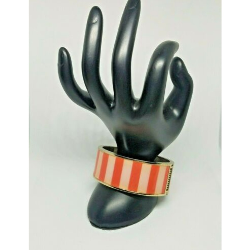 Salmon Pink Metal Cuff Bangle Bracelet